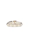 Valentino Garavani Rockstud Calfskin Double-strap Bracelet Woman Light Ivory Uni In White