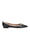 Valentino Black Rockstud Ballerina Flats In Multicolor