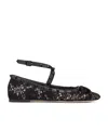 Valentino Rockstud Rivet Lace Ballet Flats In Black