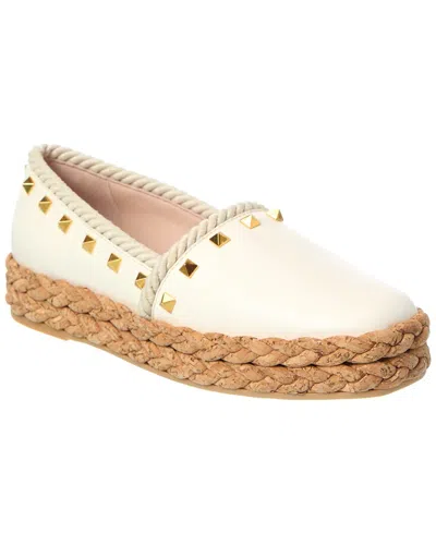 Valentino Garavani Rockstud Rope & Leather Espadrille In White