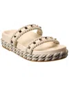 Valentino Rockstud Rope & Leather Slide In White