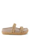 Valentino Rockstud Rope-detail Slide Sandals In Neutrals