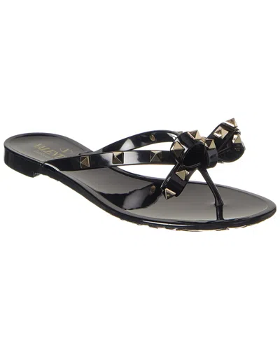 Valentino Garavani The Rockstud Rubber Flip Flops In Black