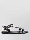 Valentino Garavani Rockstud Rubber Sandals Ankle Strap Design In Black