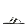 Valentino Rockstud Flat Thong Sandals In Black