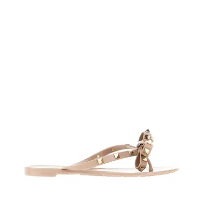 Valentino Garavani 'rockstud' Rubber Thong Slides In Pink