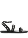 Valentino Torchon Rope-trimmed Studded Leather Sandals