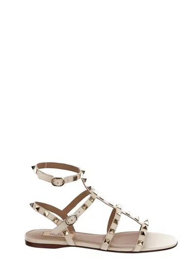 Valentino Garavani Rockstud Metallic Flat Flip-flop Sandal Woman Skin 40.5