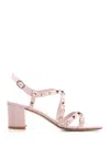 Valentino Garavani Rockstud Calfskin Sandal With Straps 60mm Woman Light Ivory 41.5 In Lilac