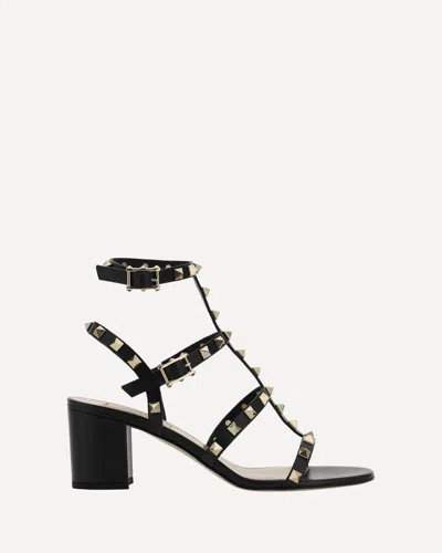 Valentino Garavani Rockstud Leather 60mm City Sandals In Nero