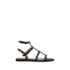 Valentino Garavani Black Leather Rockstud Sandals In Black