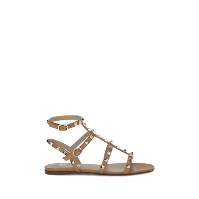 Valentino Garavani Rockstud Sandals In Brown