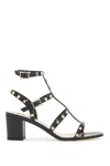 Valentino Rockstud Caged 60 Leather Ankle Strap Sandal In Black
