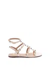 Valentino Rockstud Double Thong Sandals In Beige