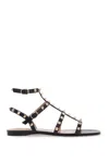 Valentino Rockstud Sandals In Black