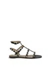 Valentino Rockstud Caged Leather Ankle Strap Sandal In Black
