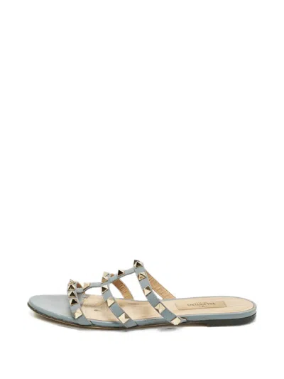 Pre-owned Valentino Garavani Rockstud Sandals In Blue