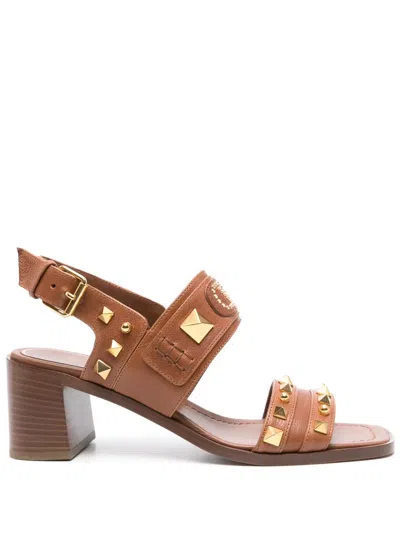 Valentino Garavani Rockstud Sandals In Brown