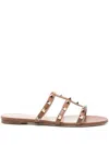 Valentino Rockstud Sandals In Brown