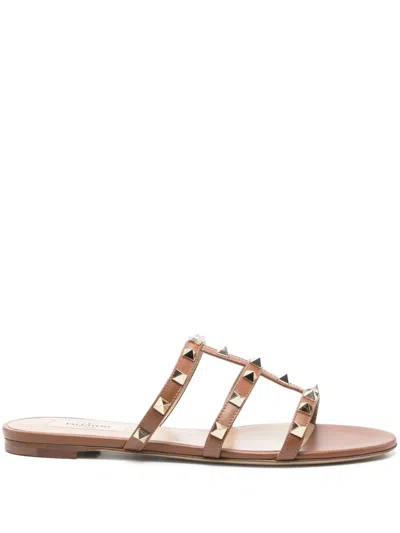 Valentino Garavani Rockstud Sandals In Brown