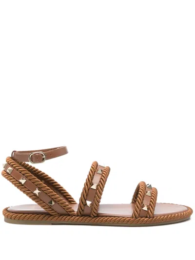 Valentino Garavani Rockstud Sandals In Brown