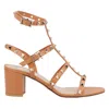 Valentino Rockstud Sandals In Brown