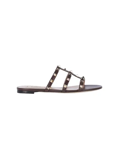 Valentino Garavani "rockstud" Sandals In Brown