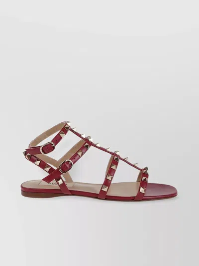 Valentino Garavani Rockstud Sandals Calfskin Studs Studded In Red