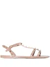 Valentino Rockstud Rubber Sandals In Neutral