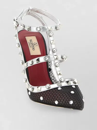 Valentino Garavani Rockstud Sandals Open Sides Pointed Toe In Brown