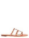 Valentino Garavani Rockstud Caged Leather Flat Slide Sandals In Multi