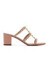 Valentino Rockstud Slide Sandal In Calfskin With Cabochon Stones 60mm In Pink