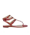 Valentino Rockstud Sandals In Red