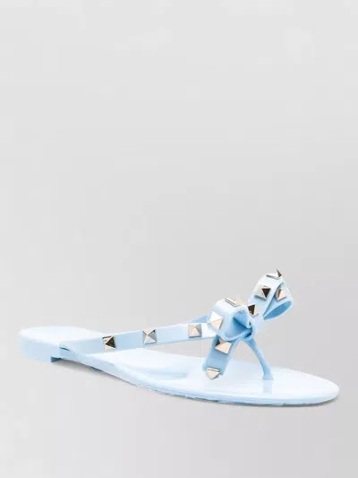 Valentino Garavani Rockstud Sandals Thong Design Bow Detail In Blue