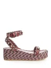 Valentino 60mm Rope-trimmed Studded Sandals In Brown