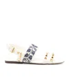 Valentino Rockstud Sandals In White