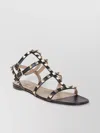 Valentino Rockstud Sandals With Calfskin And Platinum Studs In Black