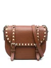 Valentino Rockstud Satchel Bag In Brown
