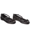 Valentino Rockstud Satin & Leather Ankle Strap Ballerina Flat (authentic Pre-  Loved)