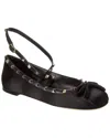 Valentino Garavani Rockstud Bow Detailed Ballerina Shoes In Black