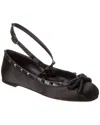 Valentino Garavani Rockstud Bow Detailed Ballerina Shoes In Black