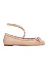 Valentino Garavani Rockstud Satin Ballerina Woman Rose Cannelle 40 In Pink