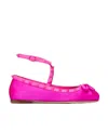 Valentino Rockstud Satin Ballerinas With Tone-on-tone Studs