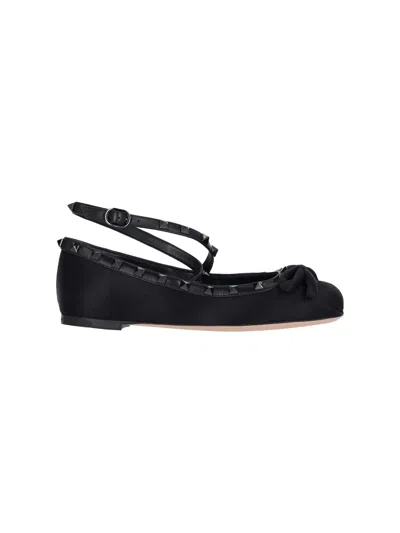 Valentino Garavani Rockstud Satin Ballet Flats
