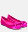 Valentino Rockstud Satin Ballet Flats In Pink