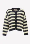Valentino Rockstud Sequined Stripe Cardigan In Multi