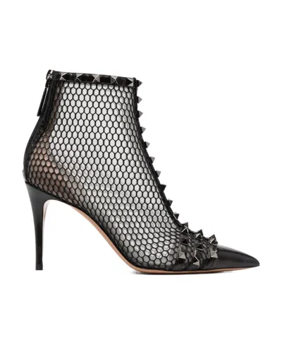 Valentino Garavani Rockstud Sheer Ankle Boots In Black