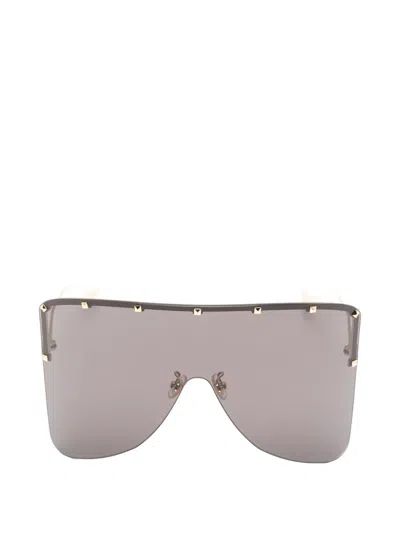 Valentino Rockstud Shield Sunglasses In Gold
