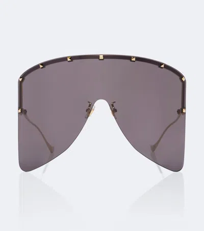Valentino Rockstud Shield Sunglasses In Black