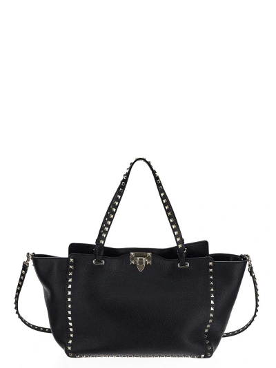 Valentino Garavani Rockstud Shopper In Black